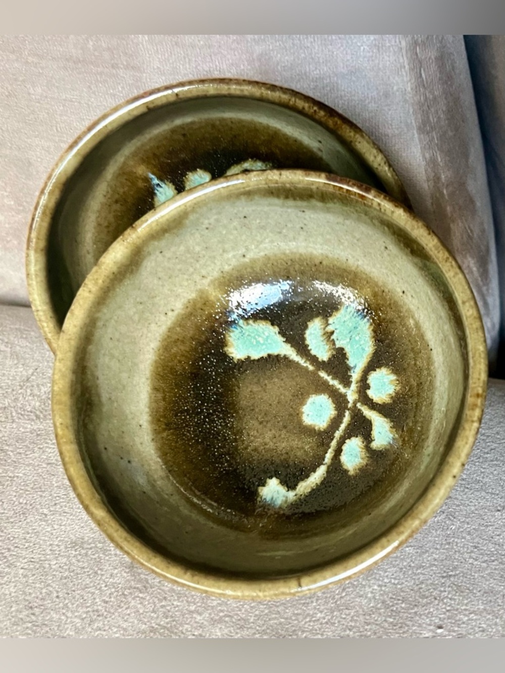 2 Vintage Japanese Tea Cups small  2” Tall Ceremonial Chawan